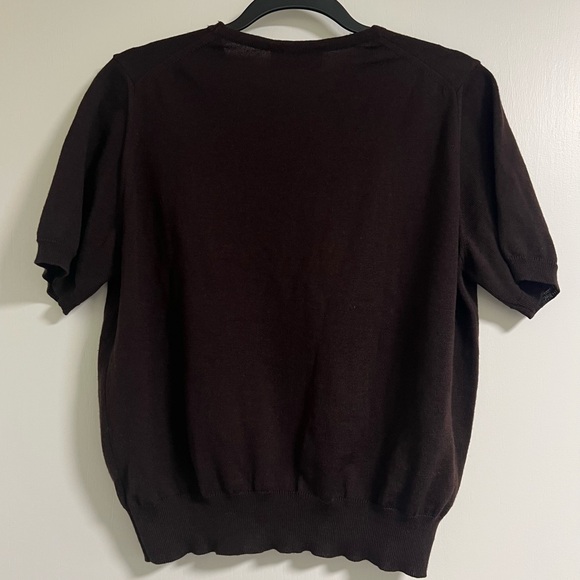 BROOKS BROTHERS 100% Wool Brown Short Sleeve Sweater, M - Picture 4 of 10